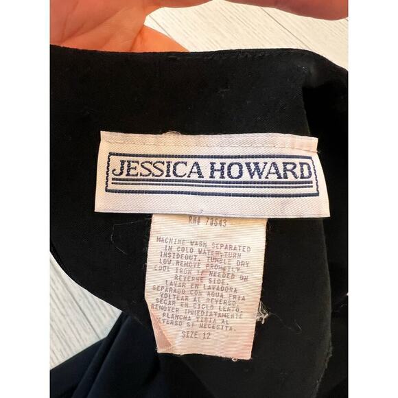 Jessica Howard sz 12 black rayon spandex sheath knee length dress. - Picture 2 of 7